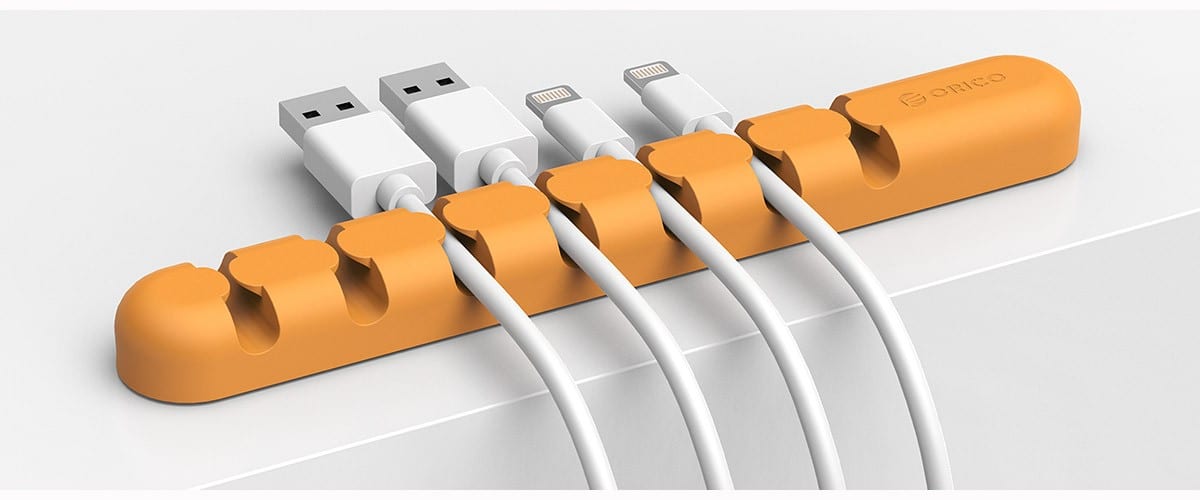 ORICO 7 Slot Desktop Cable Management Clip - Orange - Image 2